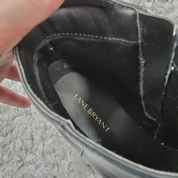 READ Lane Bryant 10 Wide Ankle Boots Booties Faux Leather Block Heel Black 10W - Picture 6 of 9